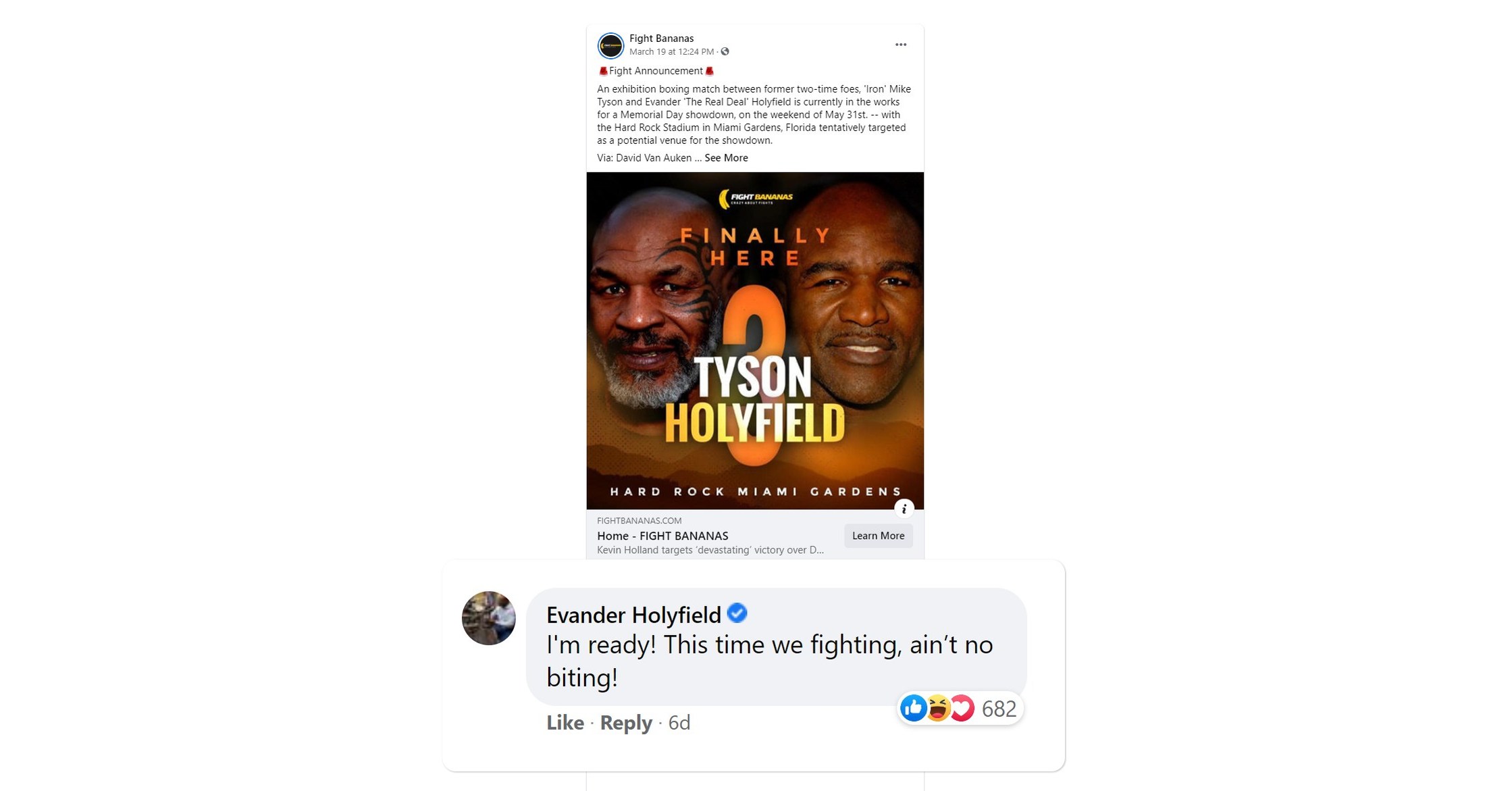 Is Tyson vs Holyfield 3 happening? Holyfield comments, "I'm ready. This