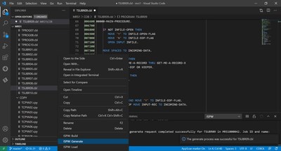 The BMC Compuware ISPW solution integrates with Visual Studio Code to enable developers to compile changed code on the mainframe with a right click.