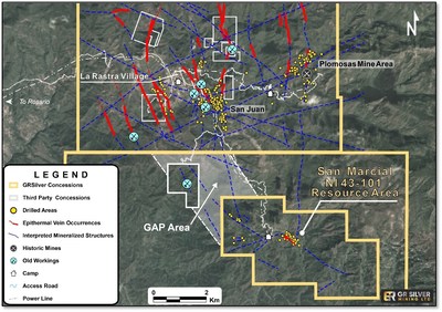 Figure 3   GAP Area – Structural Links Between San Marcial and Plomosas Projects (CNW Group/GR Silver Mining Ltd.)