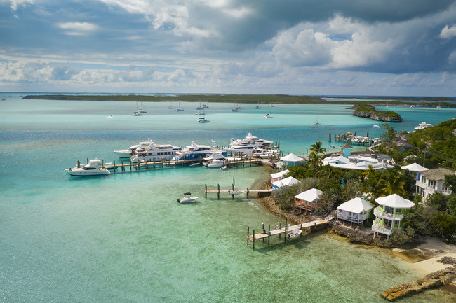 Aerial view of Staniel Cay Yacht Club