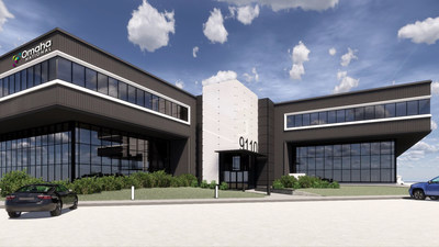 Rendering of the exterior signage of the new Omaha National corporate headquarters