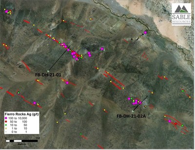 Figure 1. Location of holes FB-DH-21-01 and FB-DH-21-02A (CNW Group/Sable Resources Ltd.)