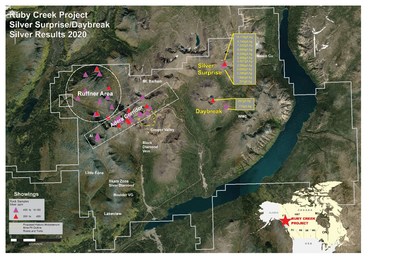 Map exhibiting silver showing as Ruby Creek. (CNW Group/Stuhini Exploration Ltd.)