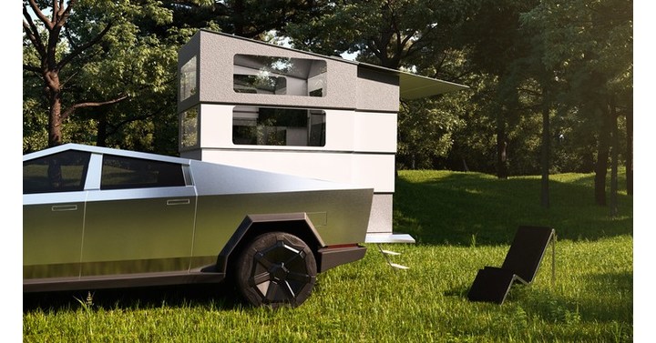 CyberLandr, the Disappearing Camper for Tesla Cybertruck