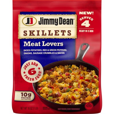 Jimmy Dean® Skillets provide a new take on a breakfast staple, delivering a savory, breakfast classic in two delicious varieties: Sausage and new Meat Lovers