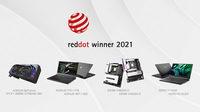 GIGABYTE Wins Big at Red Dot Design Awards 2021; All GIGABYTE nominations win out in their category (PRNewsfoto/GIGABYTE)