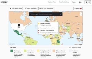 Travel Tech Company Sherpa˚ Launches Interactive Travel Reopening Map; Announces American Airlines as First Partner