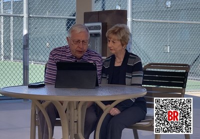 Dell and Connie Sweeris, former U.S. table tennis players, video chat with their Chinese friend Liang Geliang on February 5. Scan the QR code to watch the video (PHOTO BY YALI CARPENTER)