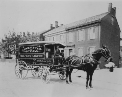 D.F. Stauffer Biscuit Co., Inc. Horse Drawn Delivery Wagon - taken in 1898.