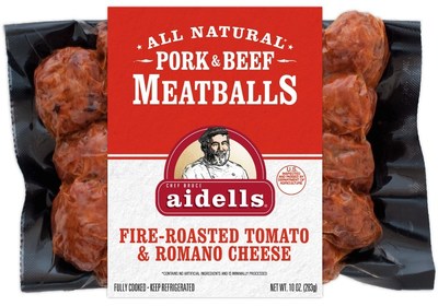 Aidells Pork & Beef Meatballs are made with real Romano cheese and fire-roasted tomatoes and have 10g of protein per serving.