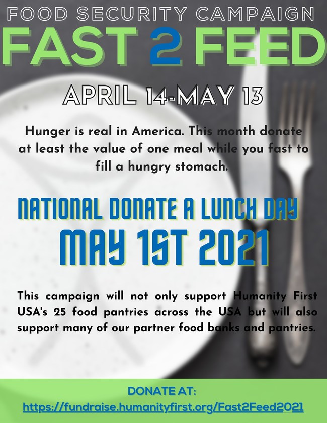 Donate Your Lunch during our Fast 2 Feed campaign to help Food Security in America!
