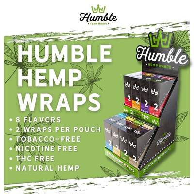 Humble Hemp Wraps come in packs of two and are available in eight flavor-filled options: Apple, Blue Razz, Grape, Mango, Natural, Peach, Vanilla and Watermelon.