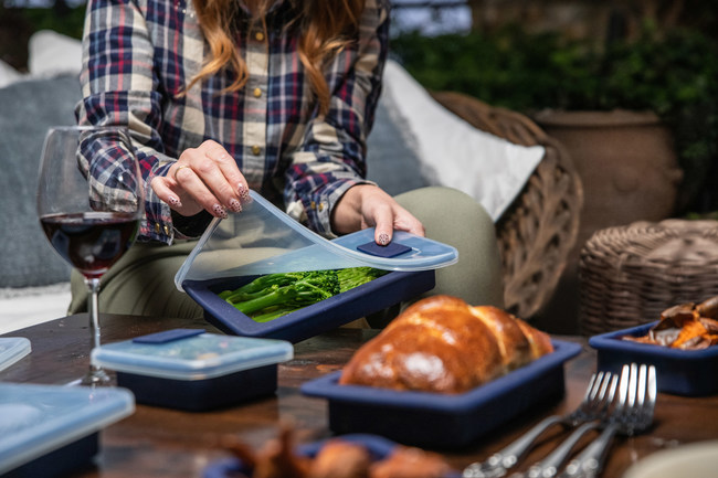 Omnipan's lids help with storing prepped ingredients and left-overs in the refrigerator, as well as steaming food in the oven and microwave.