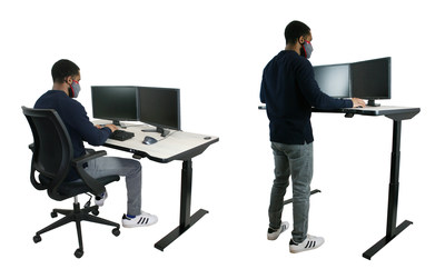 The AmpliVox Crescent Digital Adjustable ADA Workstation makes it easy for workers to switch from sitting to standing periodically throughout the day.