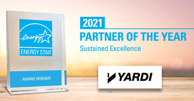 Yardi® is honored to receive the 2021 ENERGY STAR® Partner of the Year Sustained Excellence Award from the U.S. Environmental Protection Agency and the U.S. Department of Energy after being named Partner of the Year for three consecutive years.