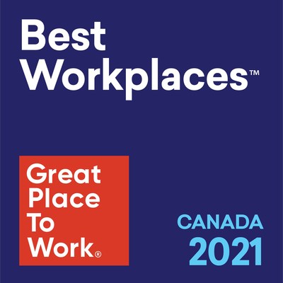 CWB Financial Group is recognized as number 28 on this year’s Best Workplaces™ in Canada. The honour marks the second straight year that CWB places inside the top 50, moving up from 41 in 2020. (CNW Group/CWB Financial Group)