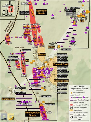 Figure 2 – Summarized Gold-in-auger Results (CNW Group/Desert Gold Ventures Inc.)