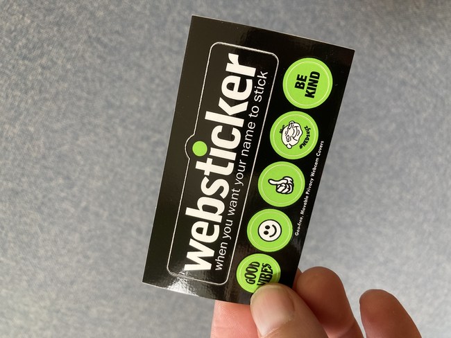 Promotional stickers can also double as business cards or sticker postcards delivering valuable info or messages on the back. Or, maybe some Tech Tattoos or webcam covers on the front as well.