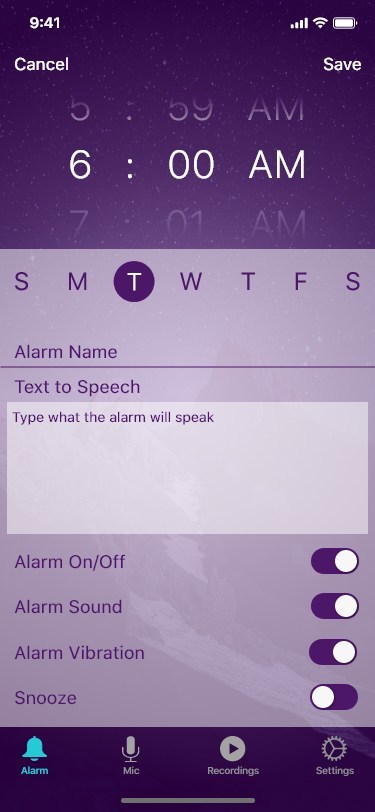 Make your alarm your own with customized settings!