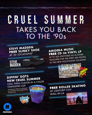 Freeform teams up with Steve Madden, Amoeba Music, Dippin' Dots and Westfield Century City for Cruel Summer 90s Day. Credit: Freeform