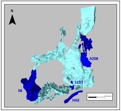 Figure 1. Plan view of Boinas Areas Drilled in fiscal year 2021 Program (CNW Group/Orvana Minerals Corp.)