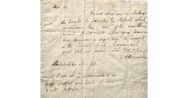 Rare Letter from Alexander Hamilton to Madison That Inspired 'The Room