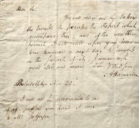 Alexander Hamilton Letter to Madison
