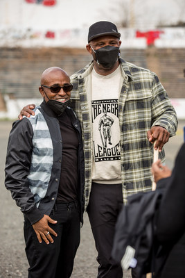 BAW Development CEO Baye Adofo-Wilson with retired MLB star CC Sabathia at the groundbreaking.