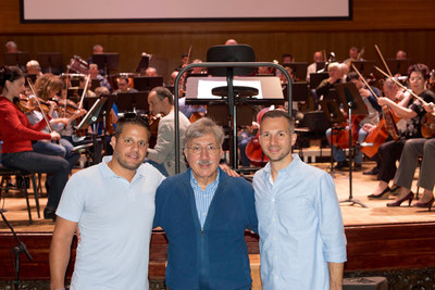 Dan Yessian (middle) with his sons Michael (left) and Brian (right) in Armenia for the performance of Dan's classical composition, An American Trilogy.