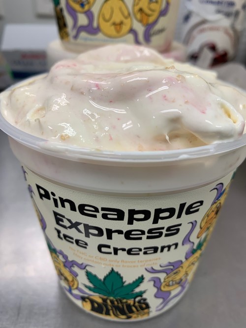 Pineapple Express ice cream, one of four cannabis inspired flavors in The Danks from Long Beach Creamery