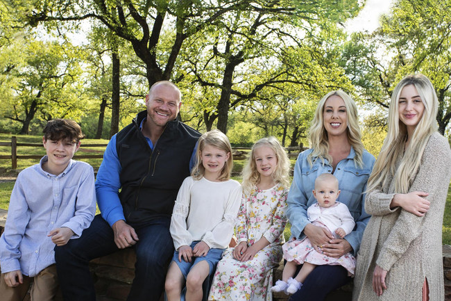Dan Rodimer pictured with his wife Sarah and five of their six children.