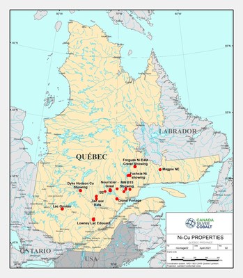Figure 1. Nickel - Copper Property Location (CNW Group/Canada Silver Cobalt Works Inc.)