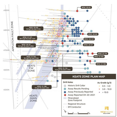 Figure 2. Keats Plan View (CNW Group/New Found Gold Corp.)