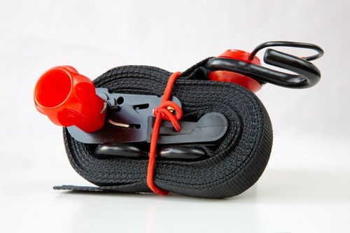 The patented ratchet strap from OmegaStrap neatly stored using its attached storage loop.