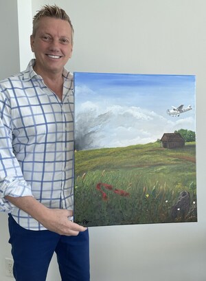 Craig Biorn Displays the Original Book Cover Painting of Bilan's Journey of Hope