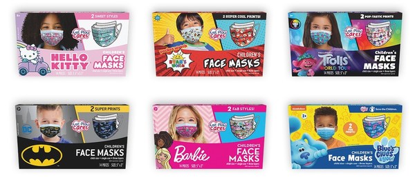 Just Play’s Children’s Face Masks feature characters and properties that kids know and love, including Barbie®, Batman, Blue’s Clues & You!, DreamWorks Animation’s Trolls World Tour, Hello Kitty®, and Ryan’s World™. The single use masks feature a contouring nose strip and three layers of protection and are sold in family-sized packs of either 14 or 24 masks.
