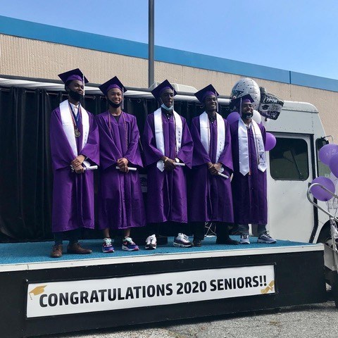The graduates of the AVID program at Pikesville High after receiving their diplomas from the schools AVID program director. These young scholars together were awarded more than 1 million dollars in college scholarships