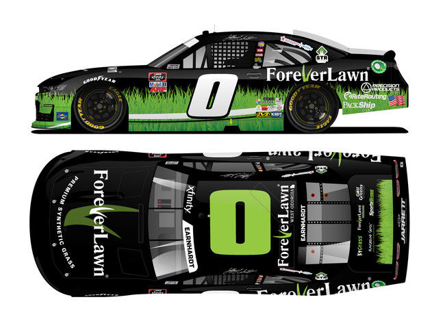 ForeverLawn West Georgia is the primary sponsor of the #BlackandGreenGrassMachine driven by Jeffrey Earnhardt at Talladega Superspeedway on April 24, 2021.