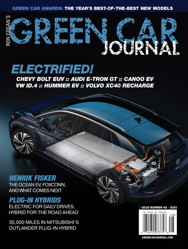 Green Car Journal Issue No. 48 celebrates the transition to electrified vehicles and how this is influencing the future of personal transportation.