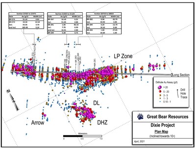Figure 1: Plan map showing the locations of drill holes reported in this release. (CNW Group/Great Bear Resources Ltd.)