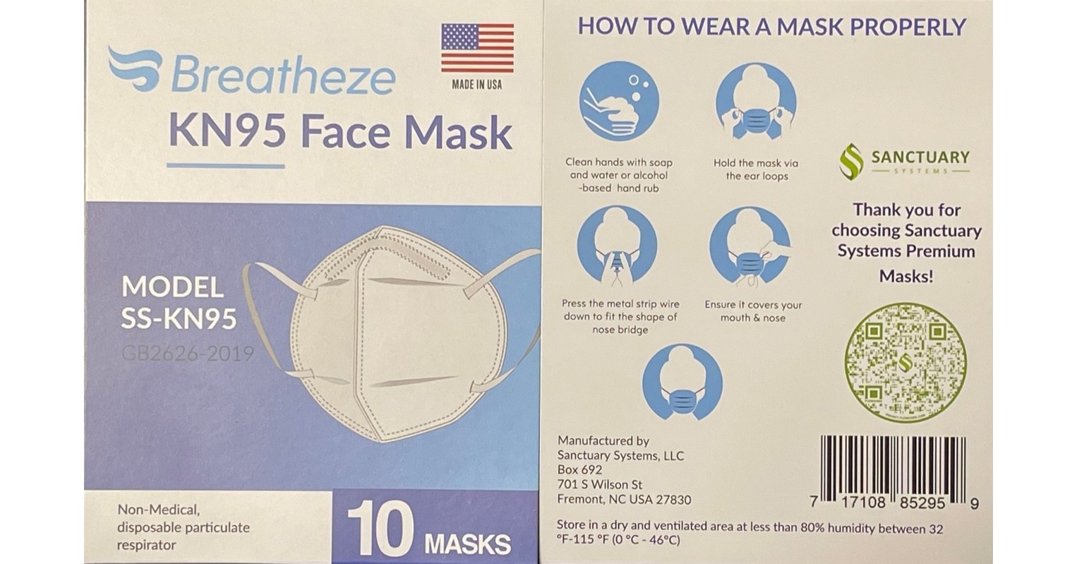 Sanctuary Systems, LLC Announces Availability Of Breatheze SSKN95 Masks
