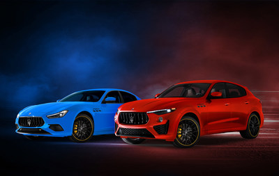 Maserati celebrates its racing past with the F Tributo Special Edition 
Photo: Left -  Ghibli in Azzurro Tributo and Right - Levante Rosso Tributo