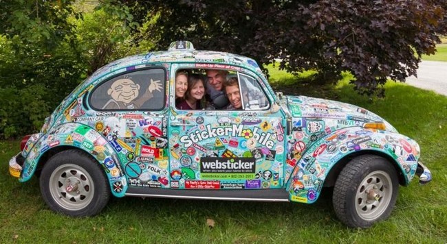 The Websticker staff in their company car.