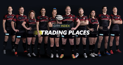 The Saracens Players who will be competing for the charity of their choice in the City Index Trading Places Competition