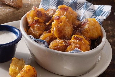Barrel Bites are a little something extra for you or for the whole table to enjoy, including the new Loaded Hashbrown Casserole Tots! Cracker Barrel's famous Hashbrown Casserole is fried into crispy, bite-sized tater tots loaded with bacon pieces and melted Colby cheese, and served with buttermilk ranch dressing for dipping.
