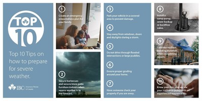 Top 10 Tips on how to prepare for severe weather. (CNW Group/Insurance Bureau of Canada)