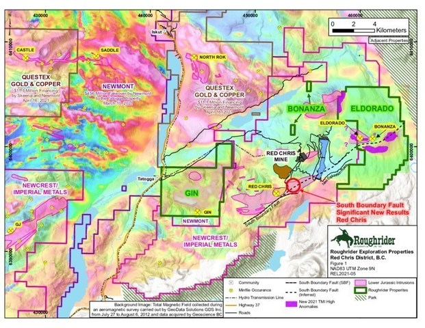 Figure 1- Red Chris Area Play Map (CNW Group/Roughrider Exploration Limited)