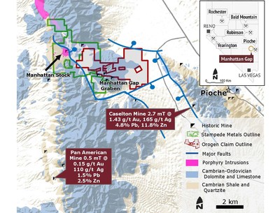 Figure 1: Location of the Manhattan Gap project in Lincoln County, Nevada. (CNW Group/Orogen Royalties Inc.)