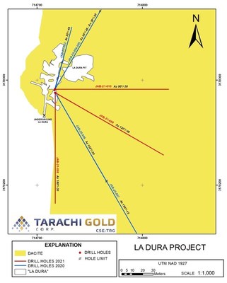 Underground Drill Holes at La Dura (CNW Group/Tarachi Gold Corp.)