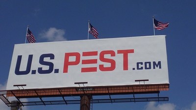 U.S. Pest Protection American flag-topped billboard in Nashville, TN.